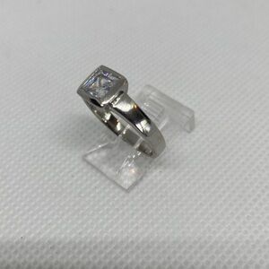 Elegant Silver Stainless Steel Women's Ring w/ CZ